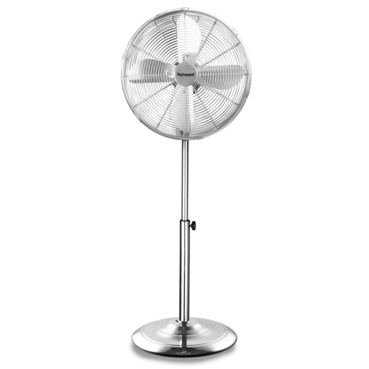 Ventilateur sur Pied Chromé 40cm | Hauteur Réglable | 50W