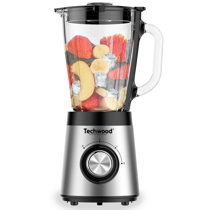 Blender Techwood 500W - Bol Verre 1,5L | Spécial Glace Pilée