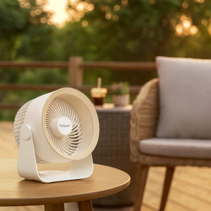 Ventilateur Portable Rechargeable USB-C | 3 Vitesses & Fixation Murale