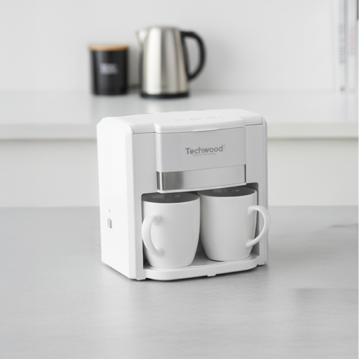 Cafetière Duo 0,6L avec 2 Tasses Céramique et Filtre Permanent - 500W