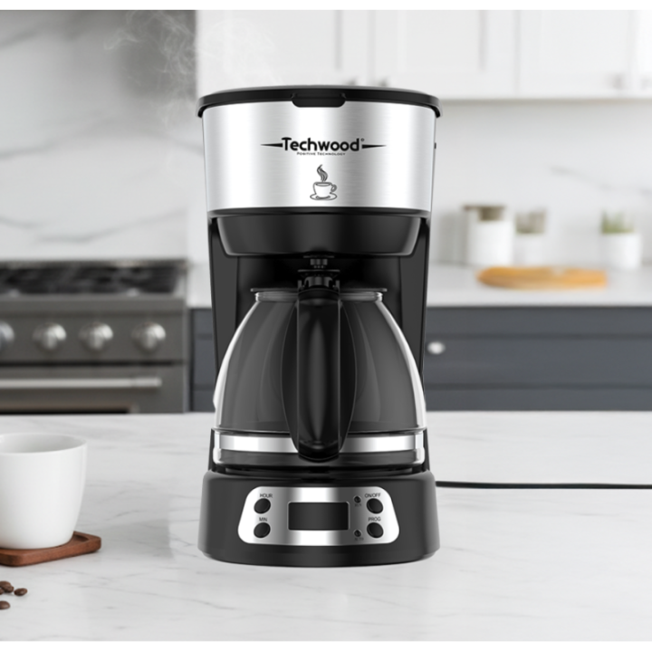 Cafetière Programmable Inox 6/8 Tasses (0,75L) - Filtre Permanent & LCD