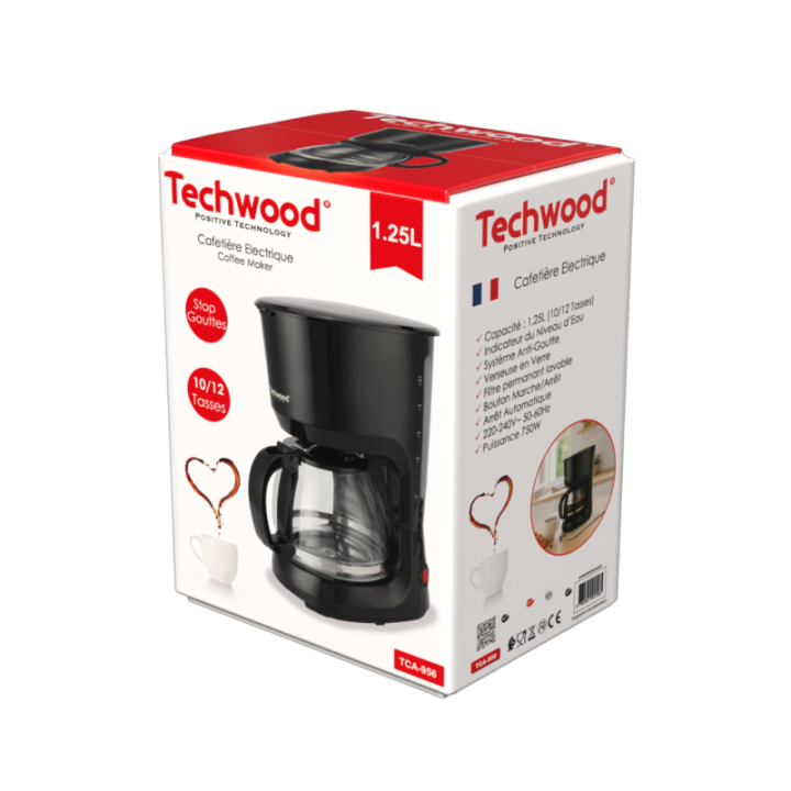 Cafetière Électrique 1,25L - 10/12 Tasses - Système Anti-Gouttes 750W