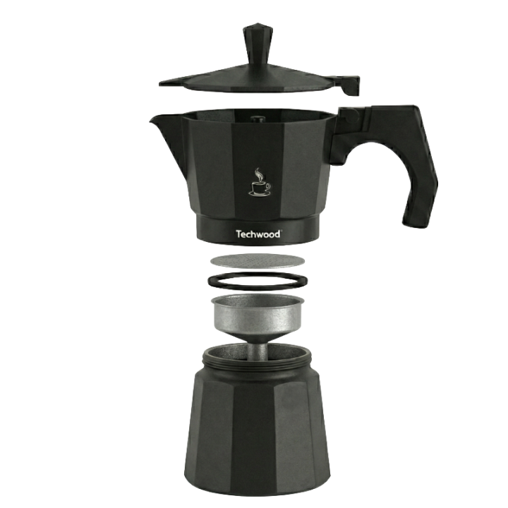 Cafetière Italienne Aluminium Noir 3 Tasses - Design & Saveur
