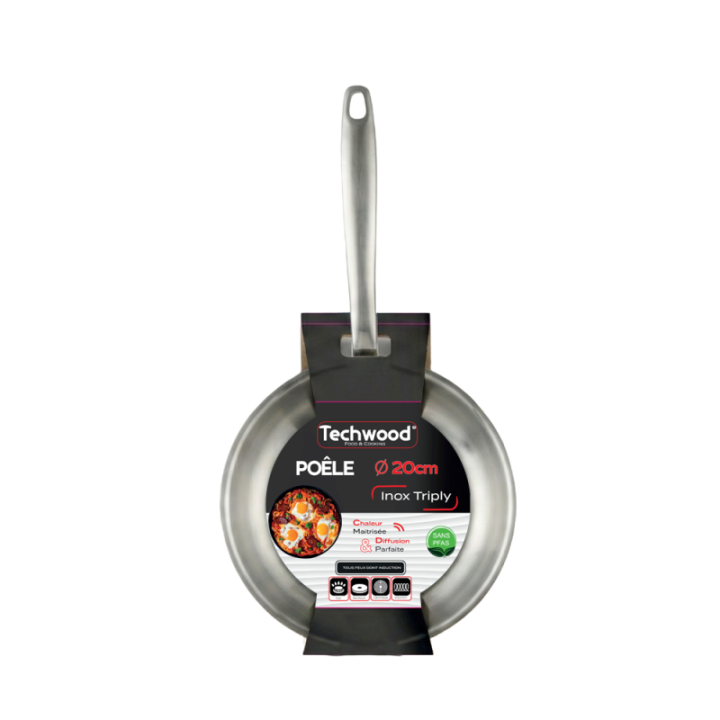 Poêle Inox 20cm Triply - Induction & Four - Sans PFOA