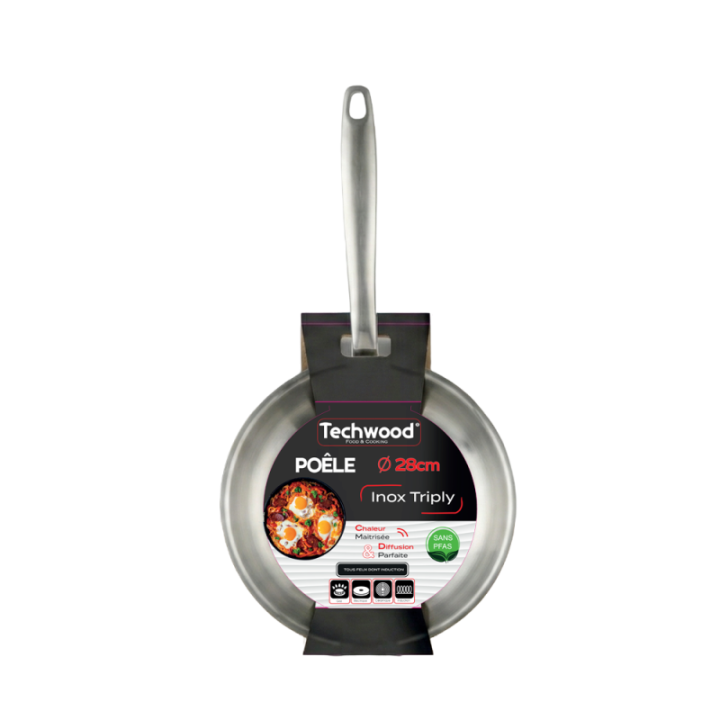 Grande Poêle Inox 28cm Triply - 2,7L - Induction & Four