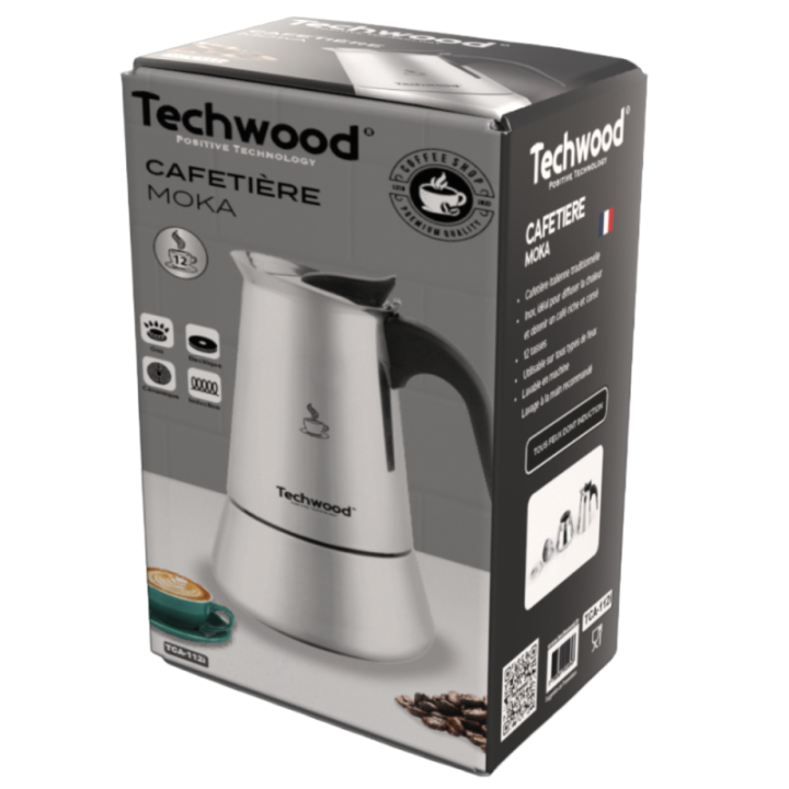 Cafetière Italienne Inox 12 Tasses - Compatible Induction & Tous Feux