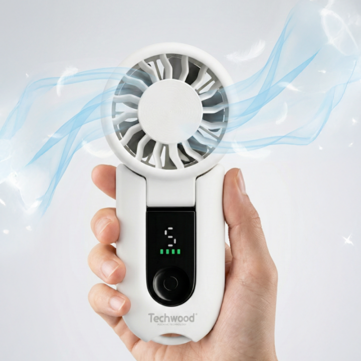 Ventilateur de poche Pliable & Digital - 5 Vitesses & Moteur Puissant