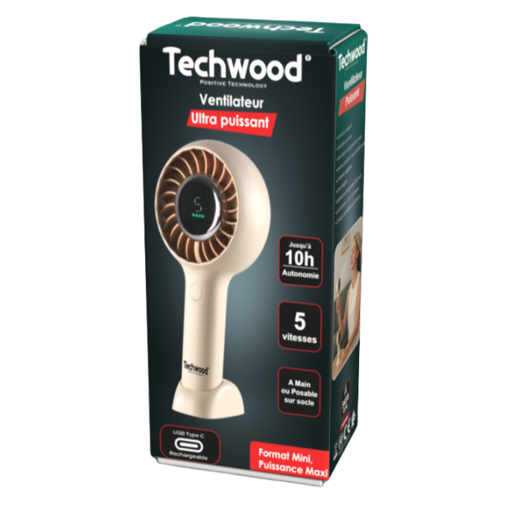 Mini Ventilateur Main & Bureau avec Écran | 5 Vitesses & 10h Autonomie