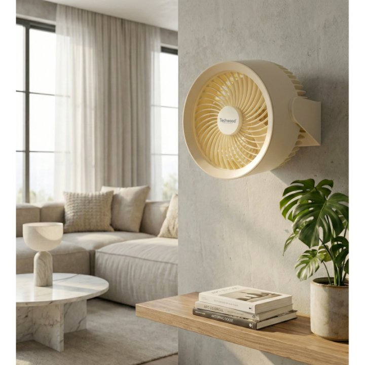 Ventilateur Portable Rechargeable USB-C | 3 Vitesses & Fixation Murale