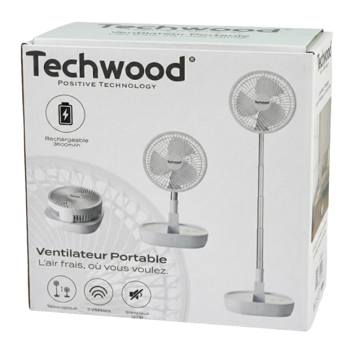 Ventilateur Nomade Sans Fil - Silencieux, Pliable et Télescopique