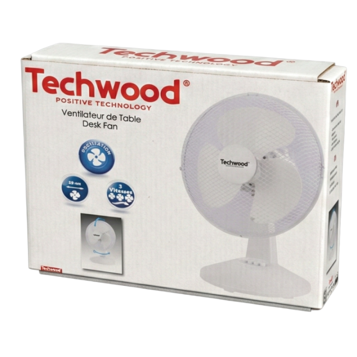 Ventilateur de Table Ø 30cm - 3 Vitesses & Oscillant - 35W