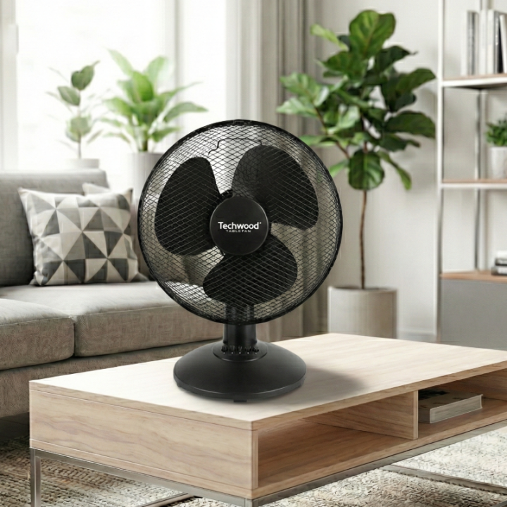 Ventilateur de Table Ø 30cm - 3 Vitesses, Oscillant & Inclinable | 35W