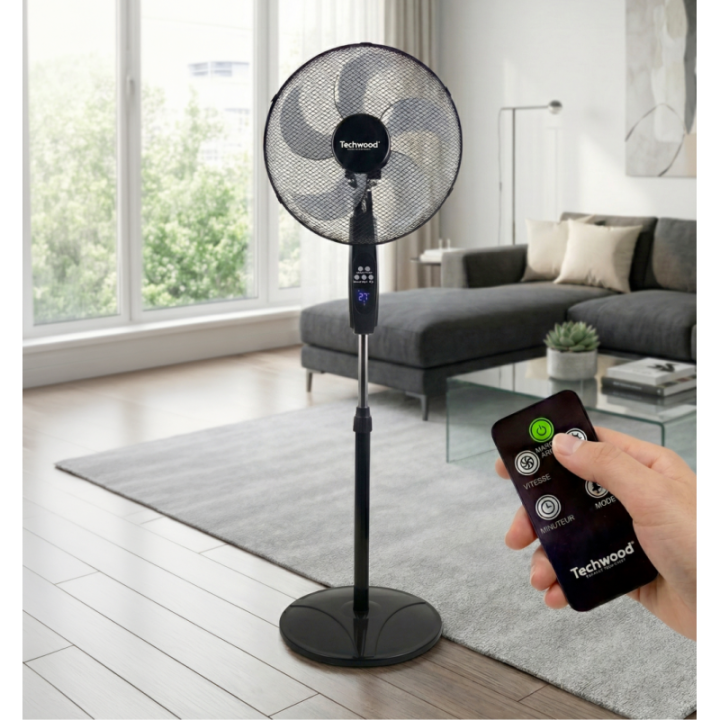 Ventilateur sur Pied 40cm - 75W avec Télécommande & Minuterie