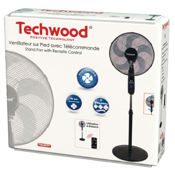 Ventilateur sur Pied 40cm - 75W avec Télécommande & Minuterie