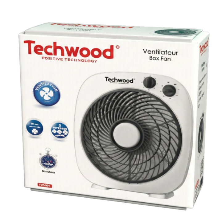 Ventilateur Box Compact 3 Vitesses avec Minuteur (45W)