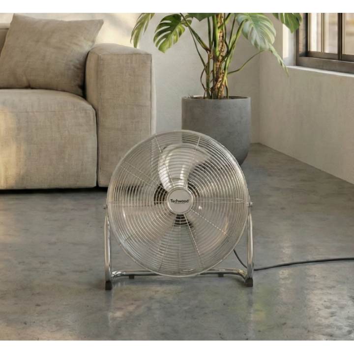 Ventilateur de Sol Métal 40cm - Puissant (75W) & Design Chrome