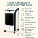Rafraîchisseur d'Air Techwood 80W - Humidificateur 4L & Télécommande