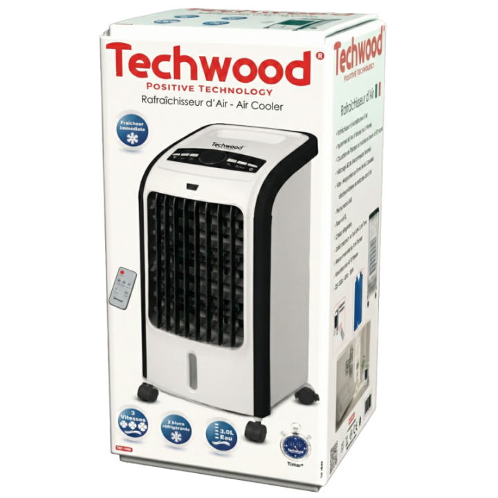 Rafraîchisseur d'Air Techwood 80W - Humidificateur 4L & Télécommande