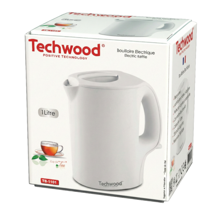 Bouilloire Techwood 1 Litre - 900W | Arrêt Automatique