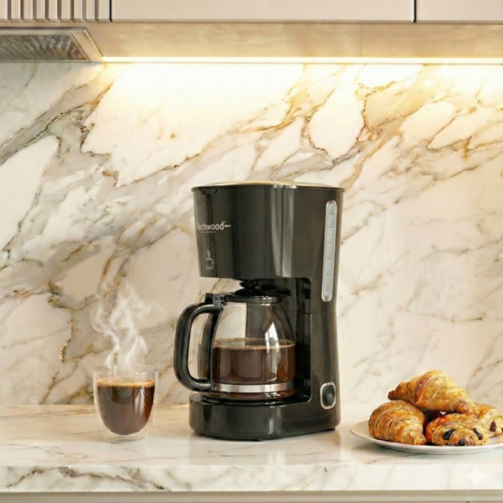Cafetière Techwood 1.5L Silver - Filtre Lavable 750W