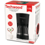 Cafetière Techwood 1.5L Silver - Filtre Lavable 750W