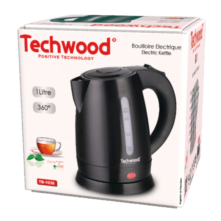 Bouilloire Électrique 1L 1600W – Arrêt Automatique & Protection Surchauffe