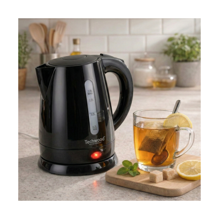 Bouilloire Électrique 1L 1600W – Arrêt Automatique & Protection Surchauffe
