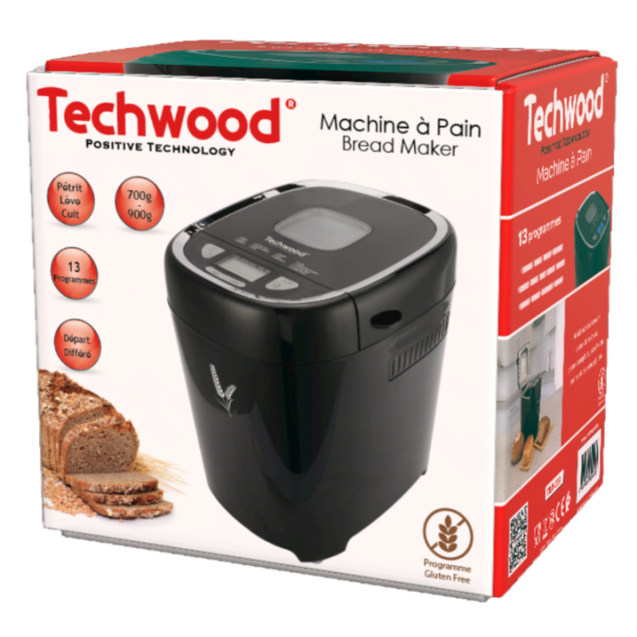 Machine à Pain Techwood 900g | 13 Programmes & Sans Gluten