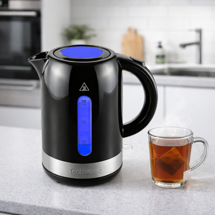 Bouilloire Électrique Techwood 1L - Sans Fil & LED Bleue