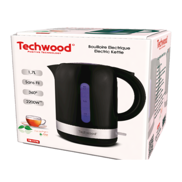 Bouilloire Électrique Techwood 1,7L - Sans Fil & Inox
