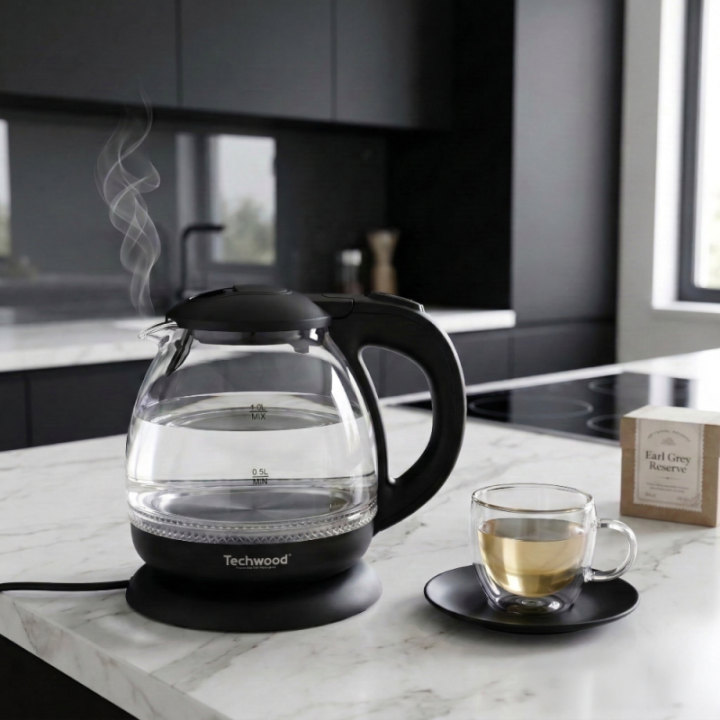 BOUILLOIRE TECHWOOD 1L 1650W | FILTRE, ARRÊT AUTO, 360°