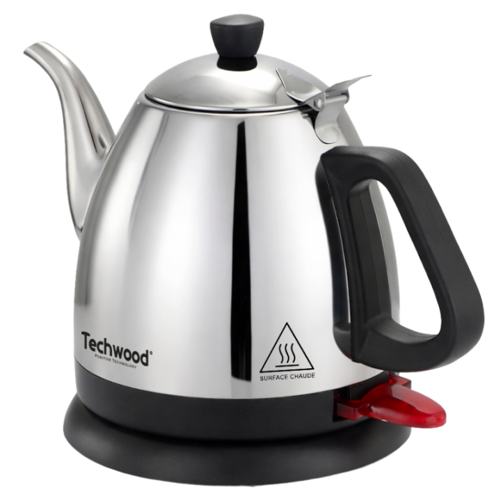 Bouilloire Techwood 0,8L Finition Chrome - Sans Fil & Inox
