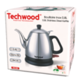 Bouilloire Techwood 0,8L Finition Chrome - Sans Fil & Inox