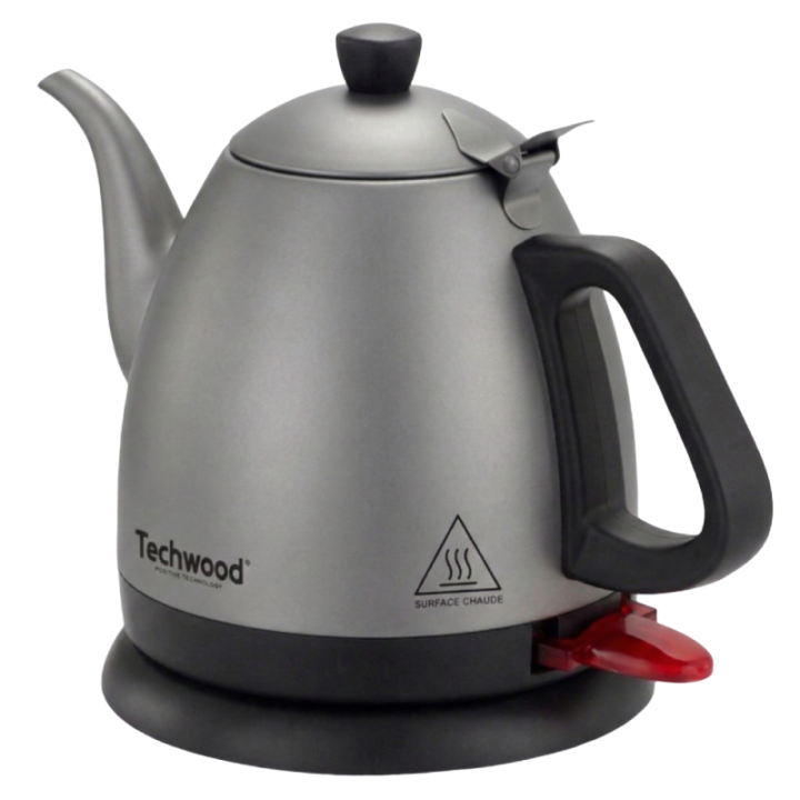 Bouilloire Techwood 1L Finition Chrome - Sans Fil & Inox