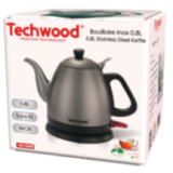 Bouilloire Techwood 1L Finition Chrome - Sans Fil & Inox
