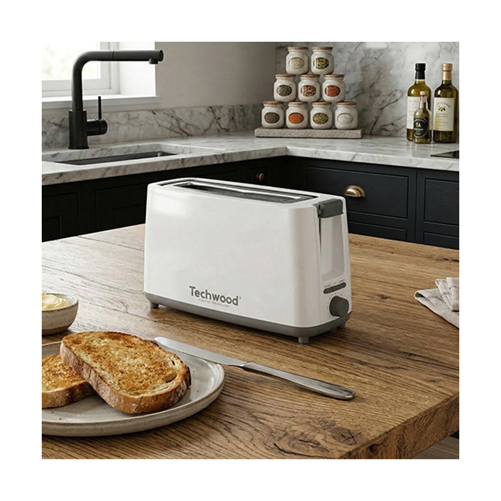 Grille-pain compact 750-900W longue fente – Contrôle brunissage & éjection automatique