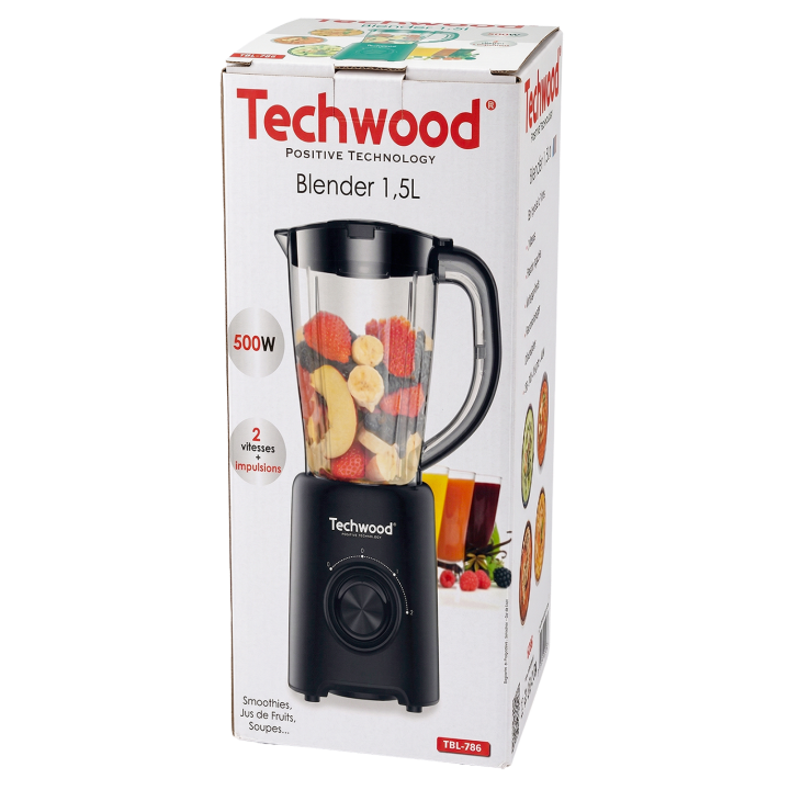 Blender Techwood 1,5L 500W - Lames Inox & Fonction Pulse