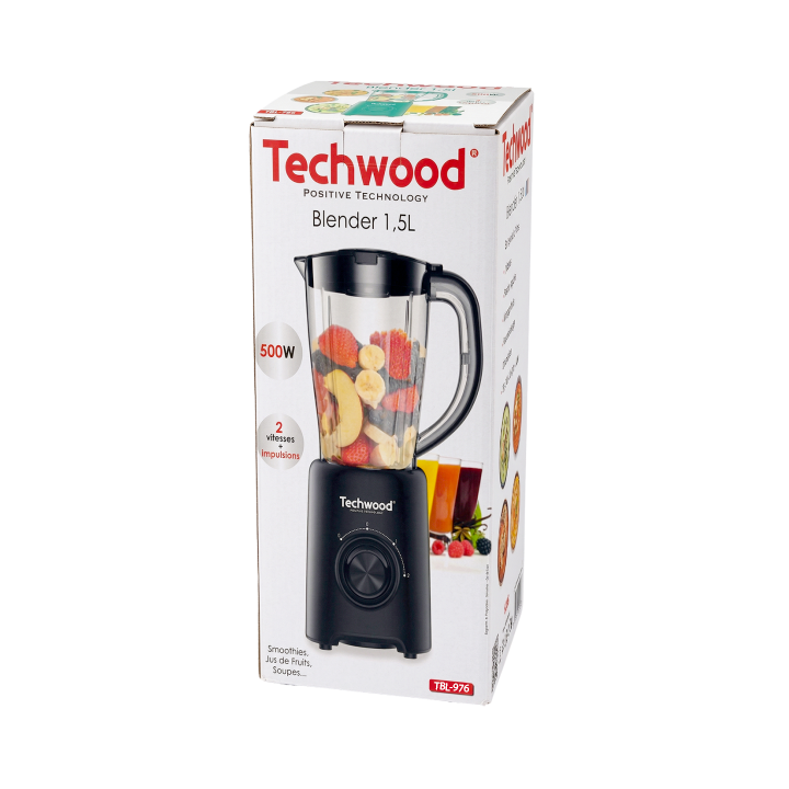 Blender Techwood 1,5L 500W - Lames Inox & Fonction Pulse