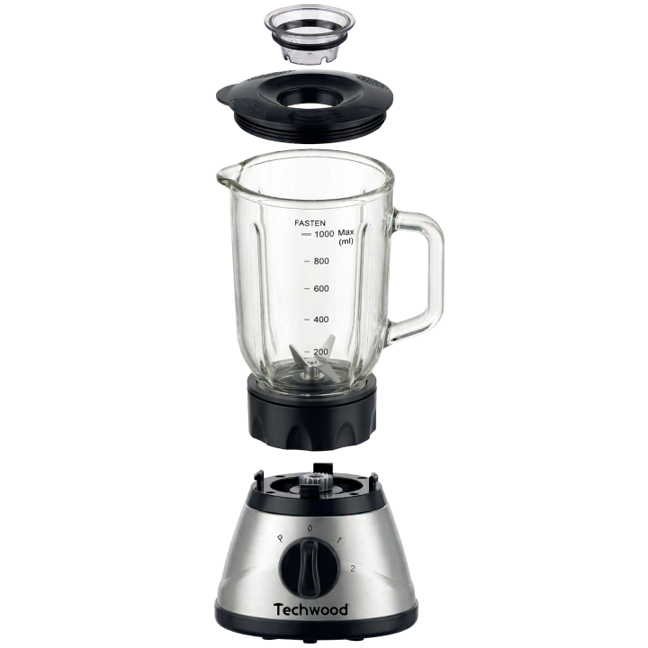 Blender Techwood Inox avec Bol Verre 1L - Glace Pilée