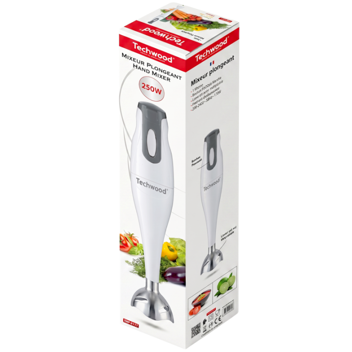 Mixeur plongeant 250W – Lame inox & pied anti-éclaboussures