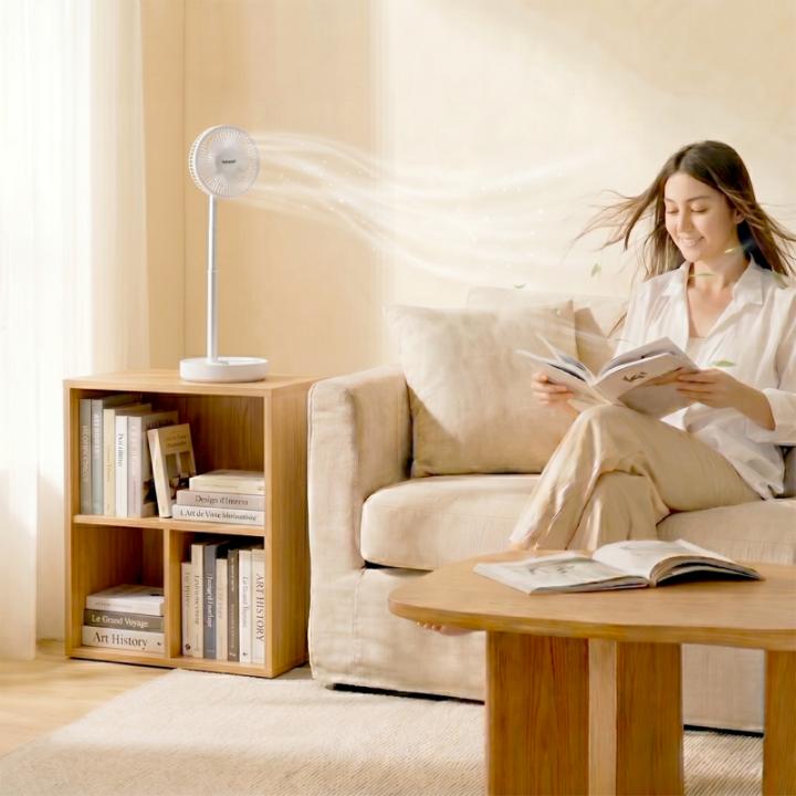Ventilateur Nomade Sans Fil - Silencieux, Pliable et Télescopique