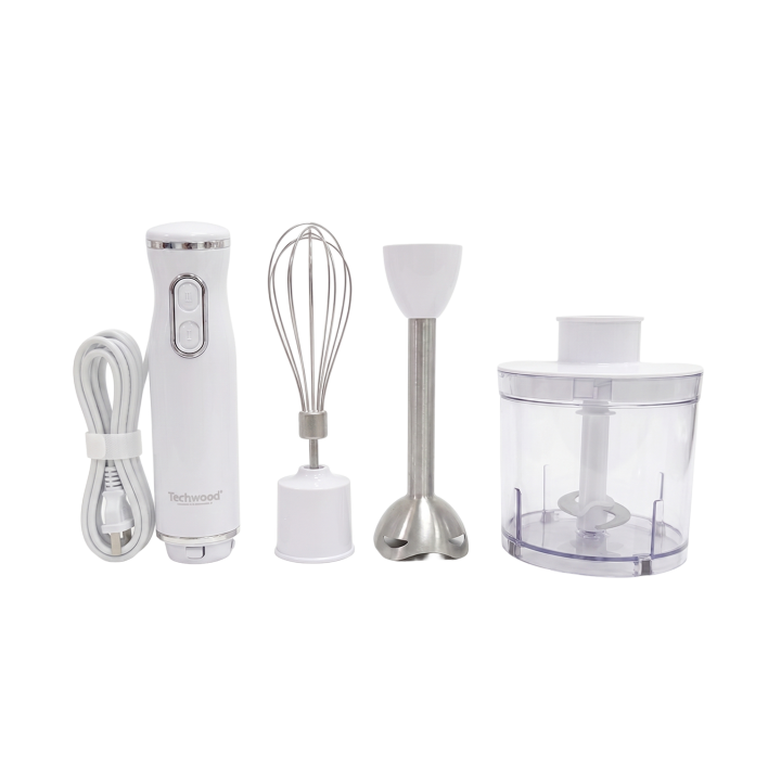 Mixeur 3 en 1 600W – Plongeur, fouet & hachoir avec pied inox
