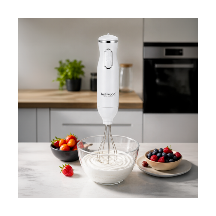 Mixeur 3 en 1 600W – Plongeur, fouet & hachoir avec pied inox