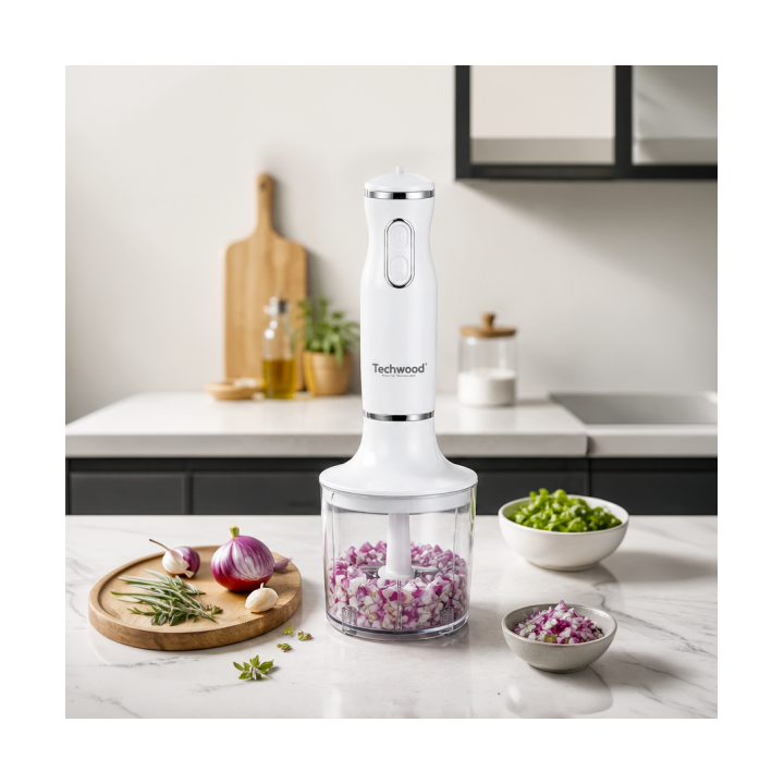 Mixeur 3 en 1 600W – Plongeur, fouet & hachoir avec pied inox