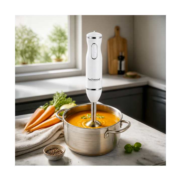 Mixeur 3 en 1 600W – Plongeur, fouet & hachoir avec pied inox