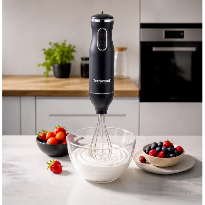 Mixeur 3 en 1 600W – Plongeur, fouet & hachoir avec pied inox
