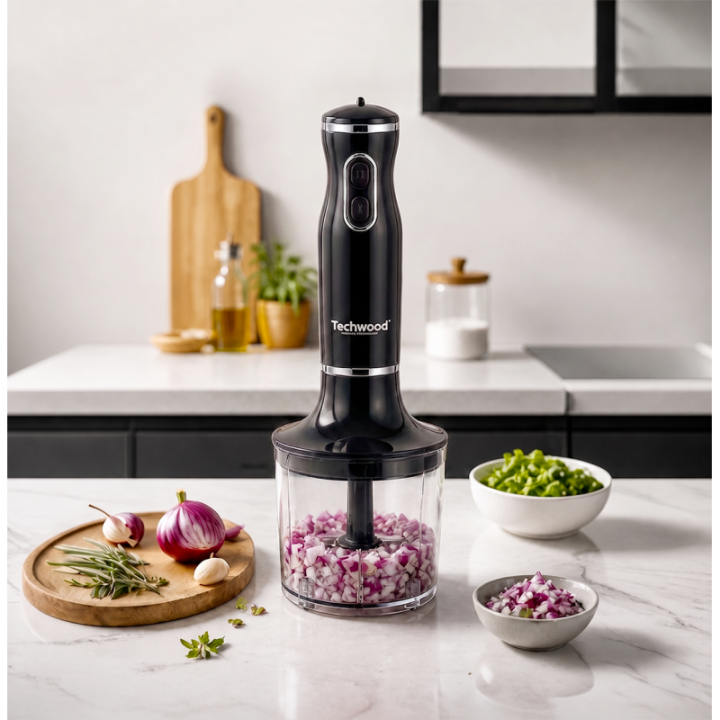 Mixeur 3 en 1 600W – Plongeur, fouet & hachoir avec pied inox