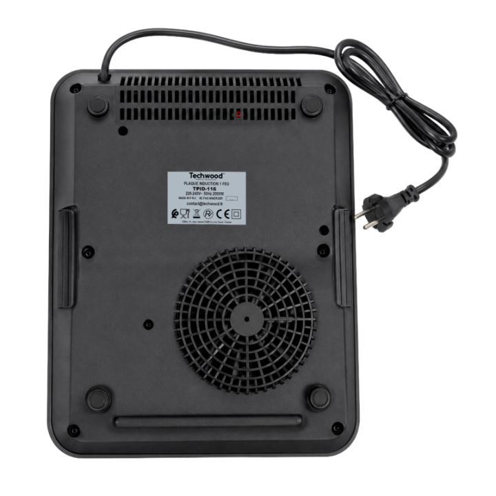 Plaque Induction Techwood 2000W | Cristal Noir & Tactile