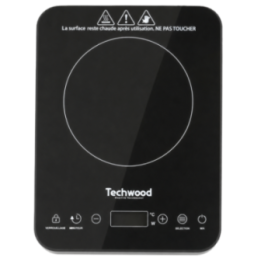 Plaque Induction Techwood 2000W | Cristal Noir & Tactile