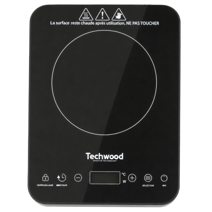 Plaque Induction Techwood 2000W | Cristal Noir & Tactile